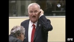 Ratko Mladic durante su juicio en La Haya, Holanda.