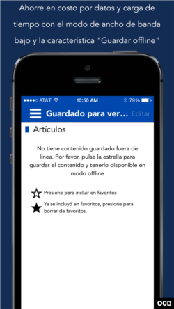 Con la opción de navegación offline es posible ver los contenidos guardados sin conexión a Internet.