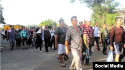 Migrantes cubanos en la frontera entre Costa Rica y Nicaragua. Archivo.